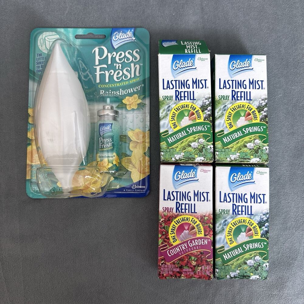 Vintage Glade Press N Fresh Lasting Mist Refill Spray Lot Natural Springs Scents